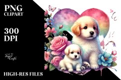 Baby Dog Sitting on Flower Heart PNG Product Image 2