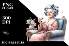Watercolor Lady Character Sofa Tea Cup Product Image 2