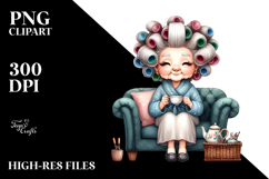 Watercolor Lady Character Sofa Tea Cup Product Image 2