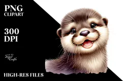 Cute Baby Otter Astronaut Helmet PNG Product Image 2