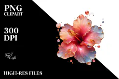 Glossy Hibiscus Watercolor Splash PNG Product Image 2