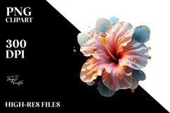 Abstract Hibiscus with Glossy Finish, Artistic PNG Product Image 2