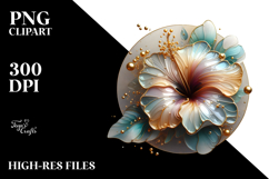 Glossy Hibiscus Watercolor Splash PNG Product Image 2