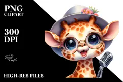 Vibrant Baby Giraffe, Festive PNG Product Image 2