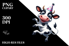 Funny Holstein Cow in Party Hat, High-Res PNG Product Image 2