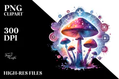 Vibrant Magical Celestial Mushroom Tarot PNG Product Image 2