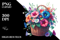 Colorful Basket with Morning Glory | Sublimation | Clipart Product Image 2