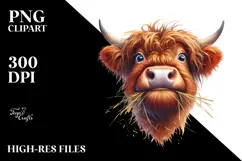 Vibrant Watercolor Cow Portraits | Clipart Product Image 2