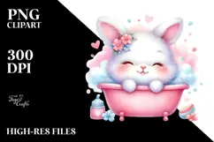 Colorful Bunny Cuddling Bathtub PNG Product Image 2