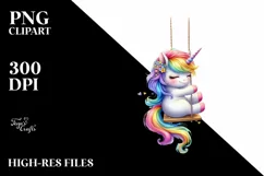 Pastel Unicorn Swinging, PNG Product Image 2