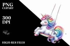 Pastel Unicorn Swinging, PNG Product Image 3