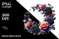Floral Frame with Black Roses PNG Product Image 2