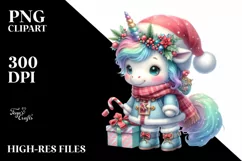 Cute Baby Unicorn Christmas Sublimation Clipart Product Image 3