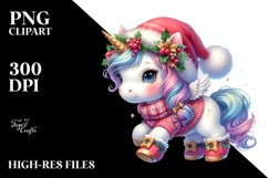 Watercolor Baby Unicorn Christmas Costume Clipart Product Image 1