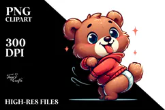 Silly Cartoon Bear with Hyper-Detailed Fur, PNG Product Image 2