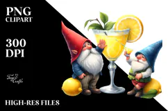 Cute Gnome Drinking Cocktail PNG Product Image 2