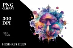 Vibrant Magical Celestial Mushroom, Tarot PNG Product Image 2