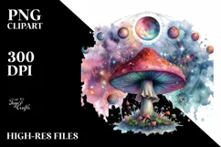 Vibrant Magical Celestial Mushroom, Tarot PNG Product Image 2