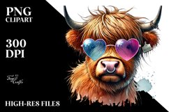 Detailed Highland Calf with Cool Sunglasses PNG Product Image 2