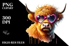 Detailed Highland Calf with Cool Sunglasses PNG Product Image 2
