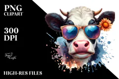 Funny Cow with Sunglasses PNG Product Image 2