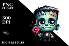 Funny Tiny Frankenstein with Cool Hair PNG Product Image 2