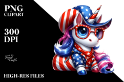 d Patriotic Unicorn with Big Eyes, Vibrant PNG Product Image 2