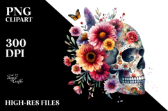 Boho Flower with Skull, Transparent PNG Product Image 2