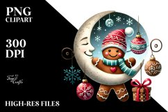 Whimsical Gingerbread Man with Christmas Ornaments, White Product Image 2
