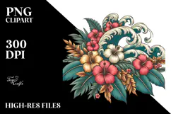Vintage Tropical Flower Waves Clipart, 20 oz Tumbler Product Image 2