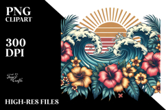 Vintage Tropical Flowers, T-Shirt Vector PNG Product Image 2