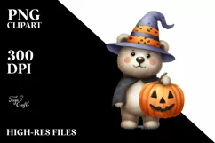 Funny Watercolor Wimsical Bear Wearing Haloween Suit | Product Image 3