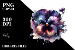 Abstract Shiny Pansy Watercolor Clipart Product Image 3