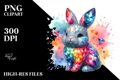 Diamond Bunny on Splashy Background PNG Product Image 2