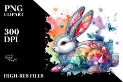 Diamond Bunny on Splashy Background PNG Product Image 2