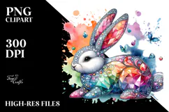 Diamond Bunny on Splashy Background PNG Product Image 2