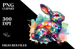 Diamond Bunny on Splashy Background PNG Product Image 2