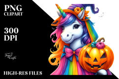 Halloween Unicorn Drawing, Watercolor Clipart Product Image 2