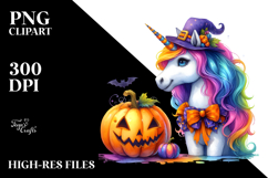 Halloween Unicorn Drawing, Watercolor Clipart Product Image 2