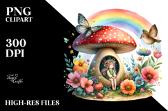 Illustration Fairy Mushroom Rainbow Product Image 2