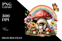 Fairy House Mushroom Rainbow | Sublimation | Clipart Product Image 1