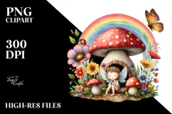 Fairy House Mushroom Rainbow | Sublimation | Clipart Product Image 2