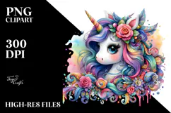 Cute Unicorn in Style PNG Product Image 2
