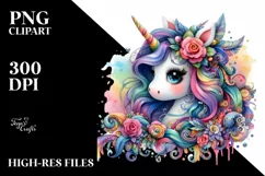 Cute Unicorn in Style PNG Product Image 3