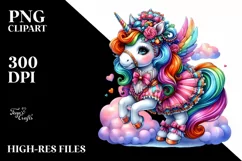 Cute Unicorn in Style PNG Product Image 3