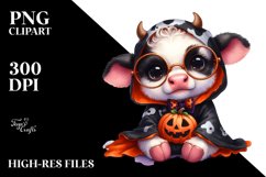 Funny Baby Cow Halloween Clipart Product Image 1