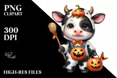 Funny Baby Cow Halloween Clipart Product Image 1