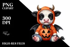 Funny Baby Cow Halloween Clipart Product Image 1
