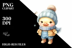 Cute Baby Duck in Winter Clothes PNG Product Image 3