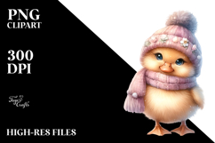 Cute Baby Duck in Winter Clothes PNG Product Image 2
